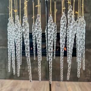 Set of 24, Vintage Kurt Adler 5.5" Clear Twist Glass Icicle Christmas Ornaments